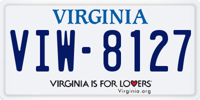 VA license plate VIW8127