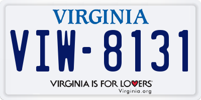 VA license plate VIW8131