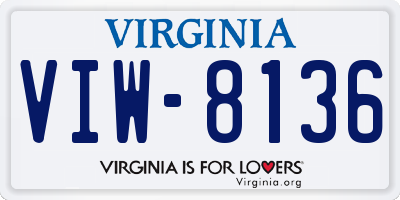 VA license plate VIW8136