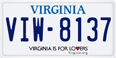 VA license plate VIW8137