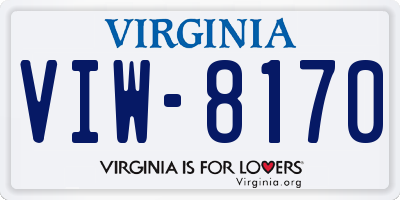 VA license plate VIW8170