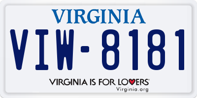VA license plate VIW8181