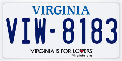 VA license plate VIW8183