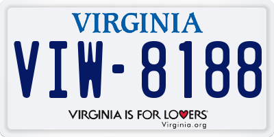 VA license plate VIW8188