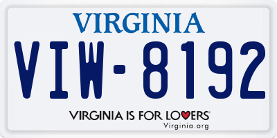 VA license plate VIW8192