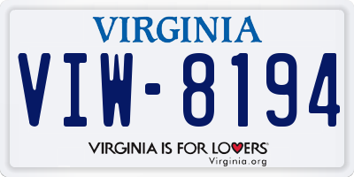 VA license plate VIW8194
