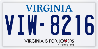 VA license plate VIW8216