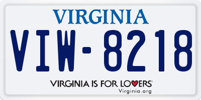 VA license plate VIW8218