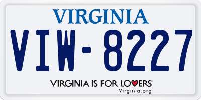 VA license plate VIW8227