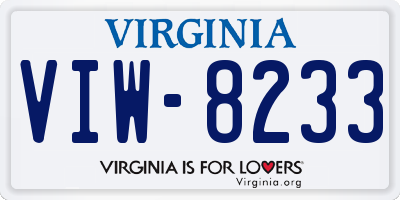 VA license plate VIW8233