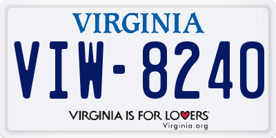 VA license plate VIW8240