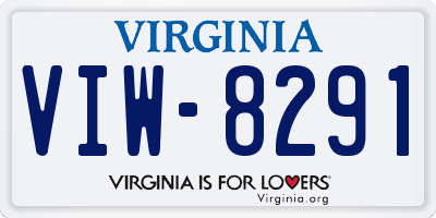 VA license plate VIW8291