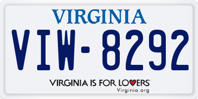 VA license plate VIW8292