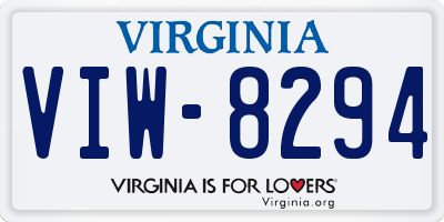 VA license plate VIW8294