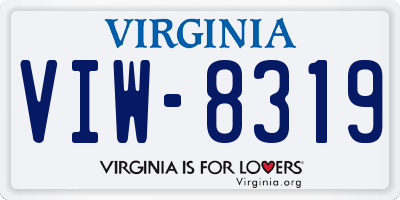 VA license plate VIW8319