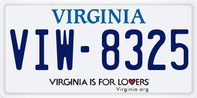 VA license plate VIW8325