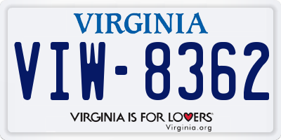 VA license plate VIW8362