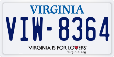 VA license plate VIW8364