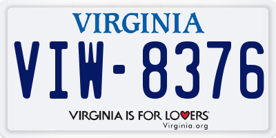 VA license plate VIW8376