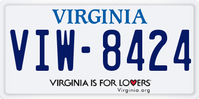 VA license plate VIW8424