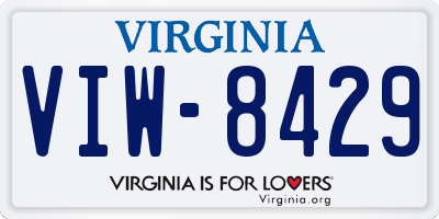 VA license plate VIW8429
