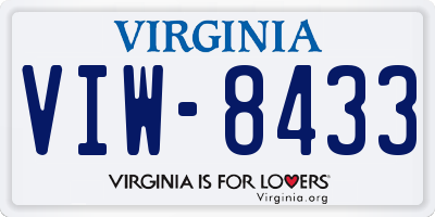 VA license plate VIW8433