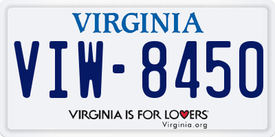 VA license plate VIW8450