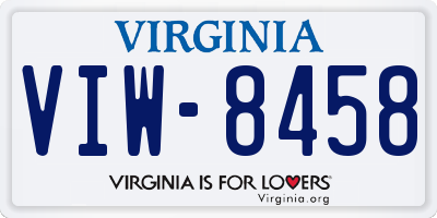 VA license plate VIW8458
