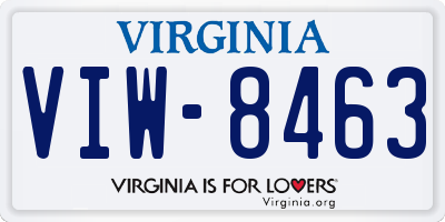 VA license plate VIW8463