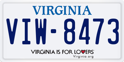 VA license plate VIW8473