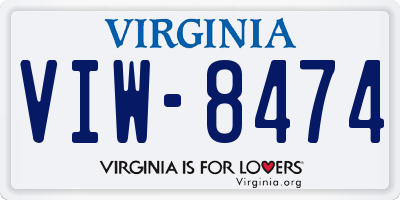VA license plate VIW8474