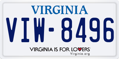 VA license plate VIW8496