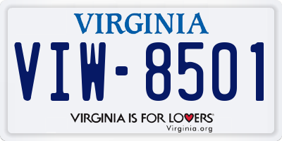 VA license plate VIW8501