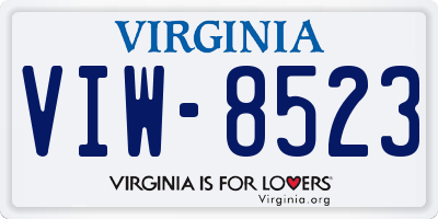 VA license plate VIW8523