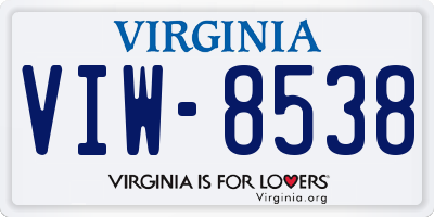 VA license plate VIW8538