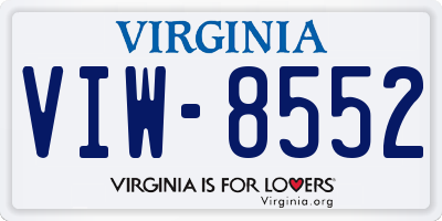 VA license plate VIW8552