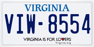 VA license plate VIW8554