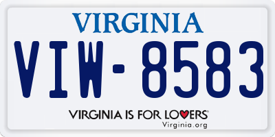 VA license plate VIW8583