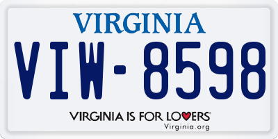 VA license plate VIW8598