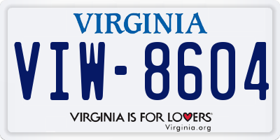 VA license plate VIW8604