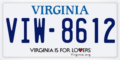 VA license plate VIW8612