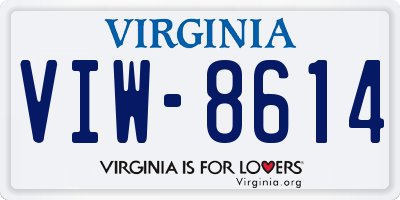 VA license plate VIW8614