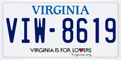 VA license plate VIW8619