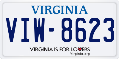 VA license plate VIW8623
