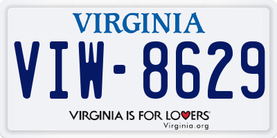 VA license plate VIW8629