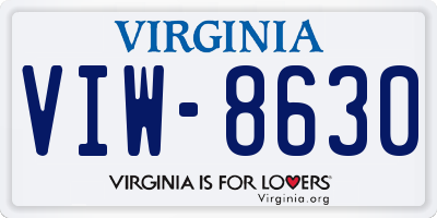 VA license plate VIW8630