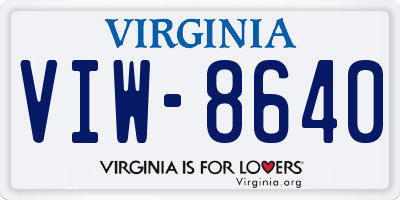 VA license plate VIW8640