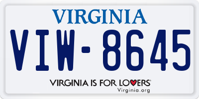 VA license plate VIW8645