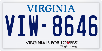 VA license plate VIW8646