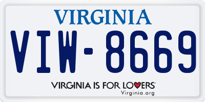 VA license plate VIW8669
